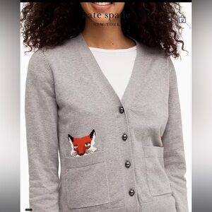 Kate Spade Broome Street Fox Cardigan Sweater Size S